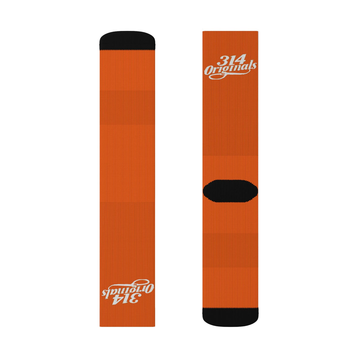 Orange Sublimation Socks with '314 Originals' Script — Athletic Crew Socks - 314 Originals