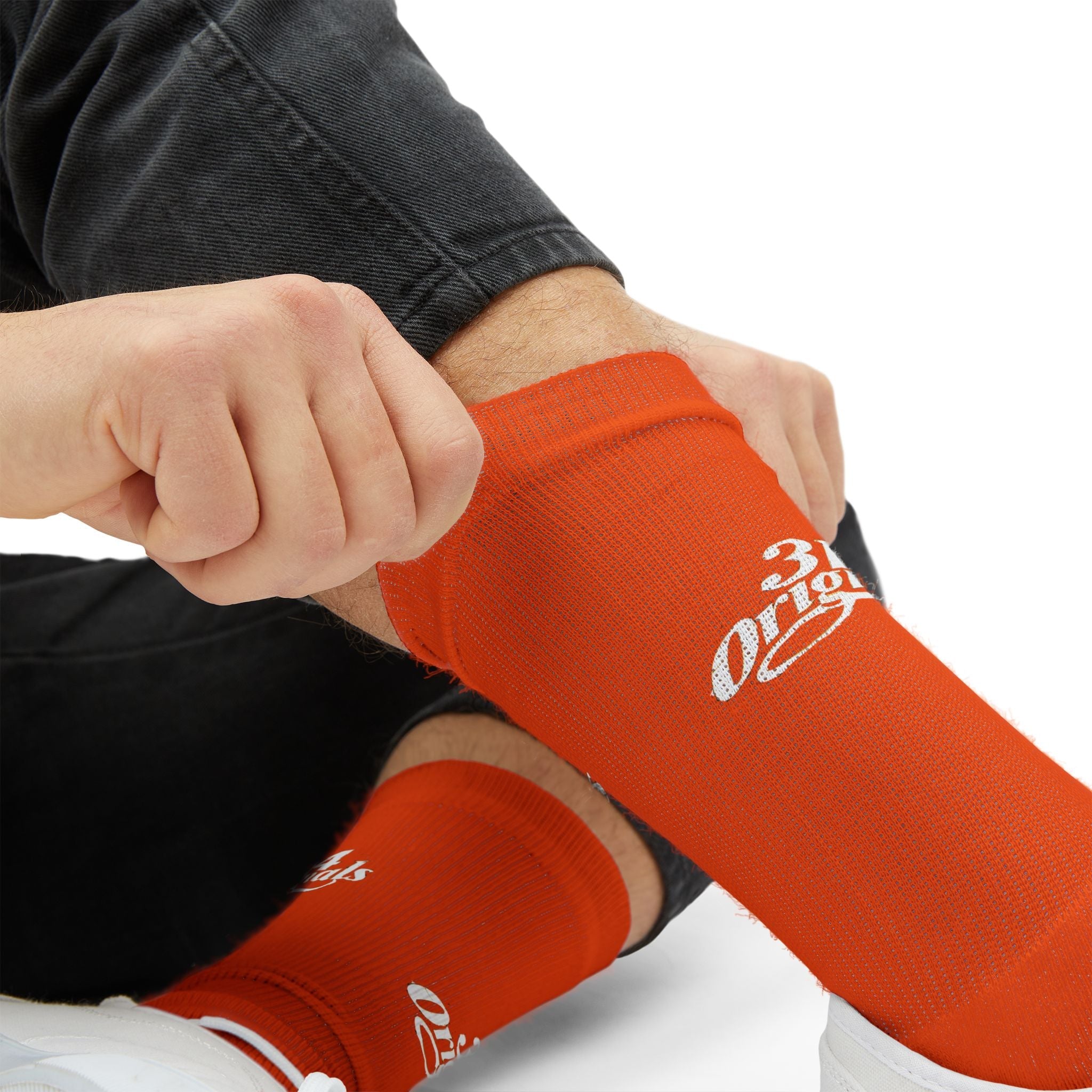 Orange Sublimation Socks with '314 Originals' Script — Athletic Crew Socks - 314 Originals