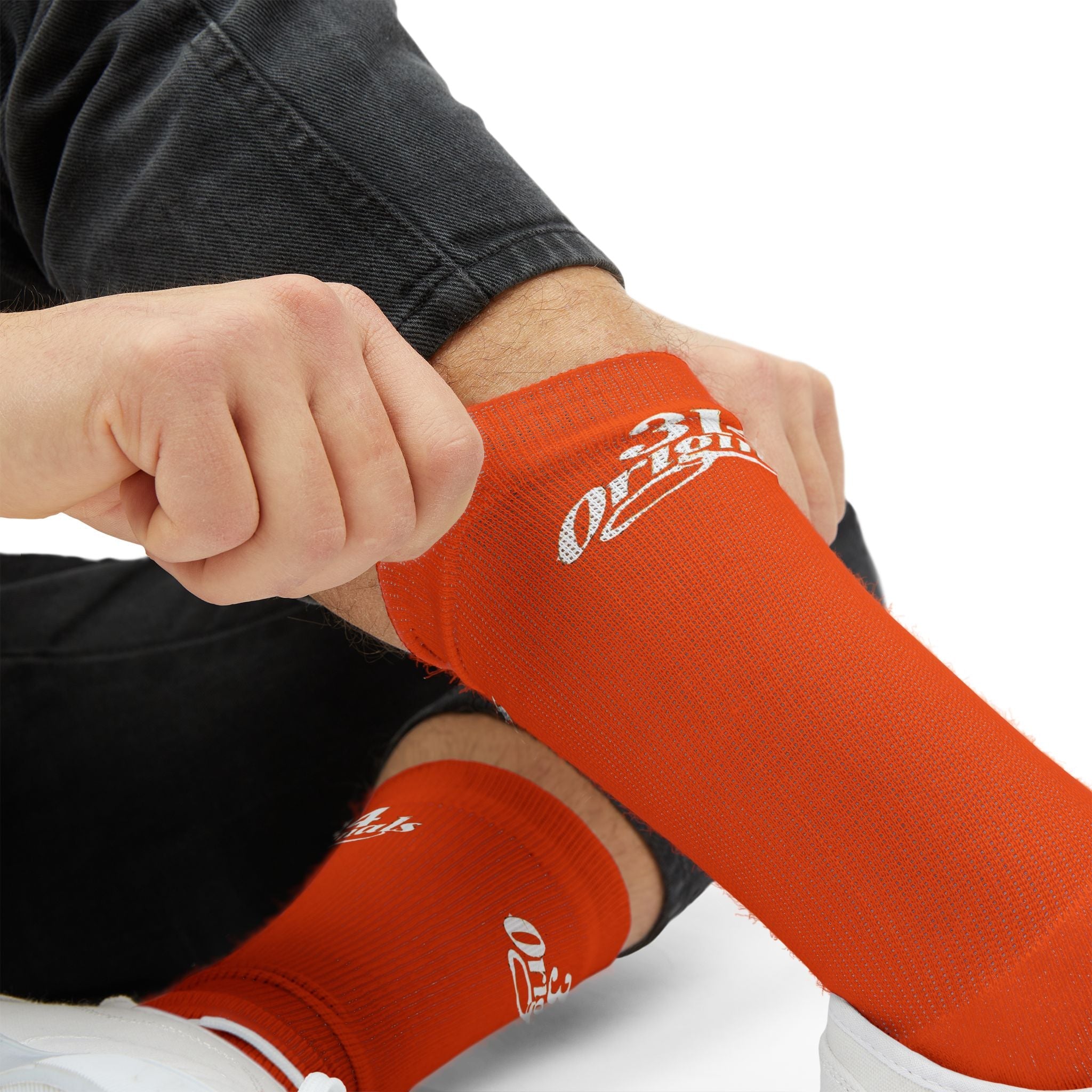 Orange Sublimation Socks with '314 Originals' Script — Athletic Crew Socks - 314 Originals