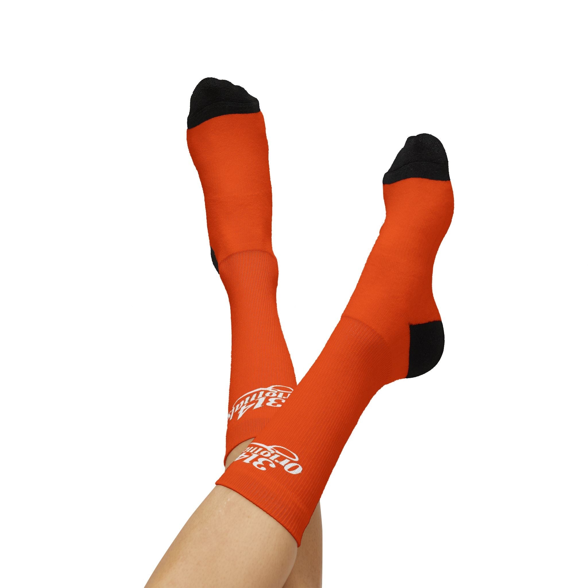 Orange Sublimation Socks with '314 Originals' Script — Athletic Crew Socks - 314 Originals