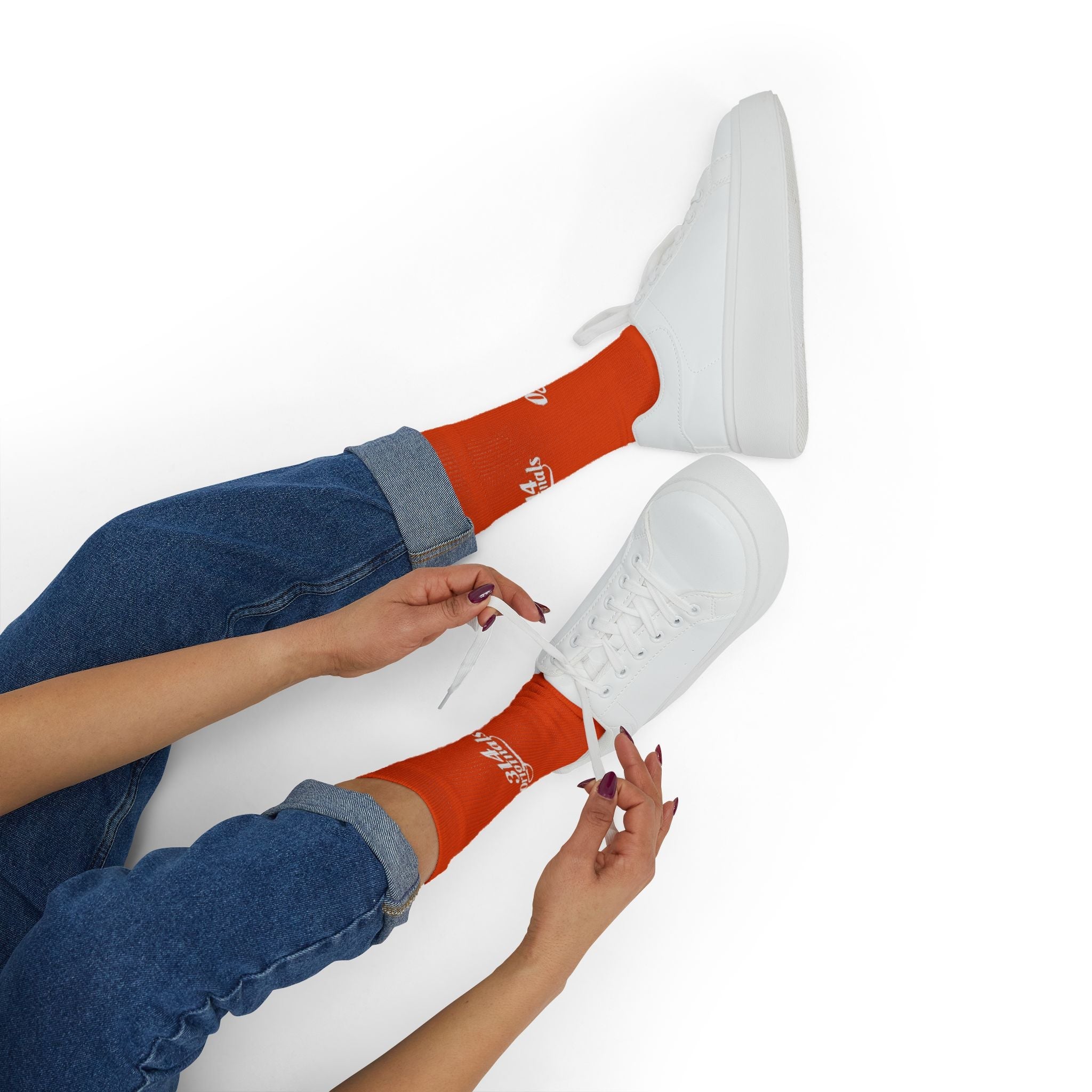 Orange Sublimation Socks with '314 Originals' Script — Athletic Crew Socks - 314 Originals