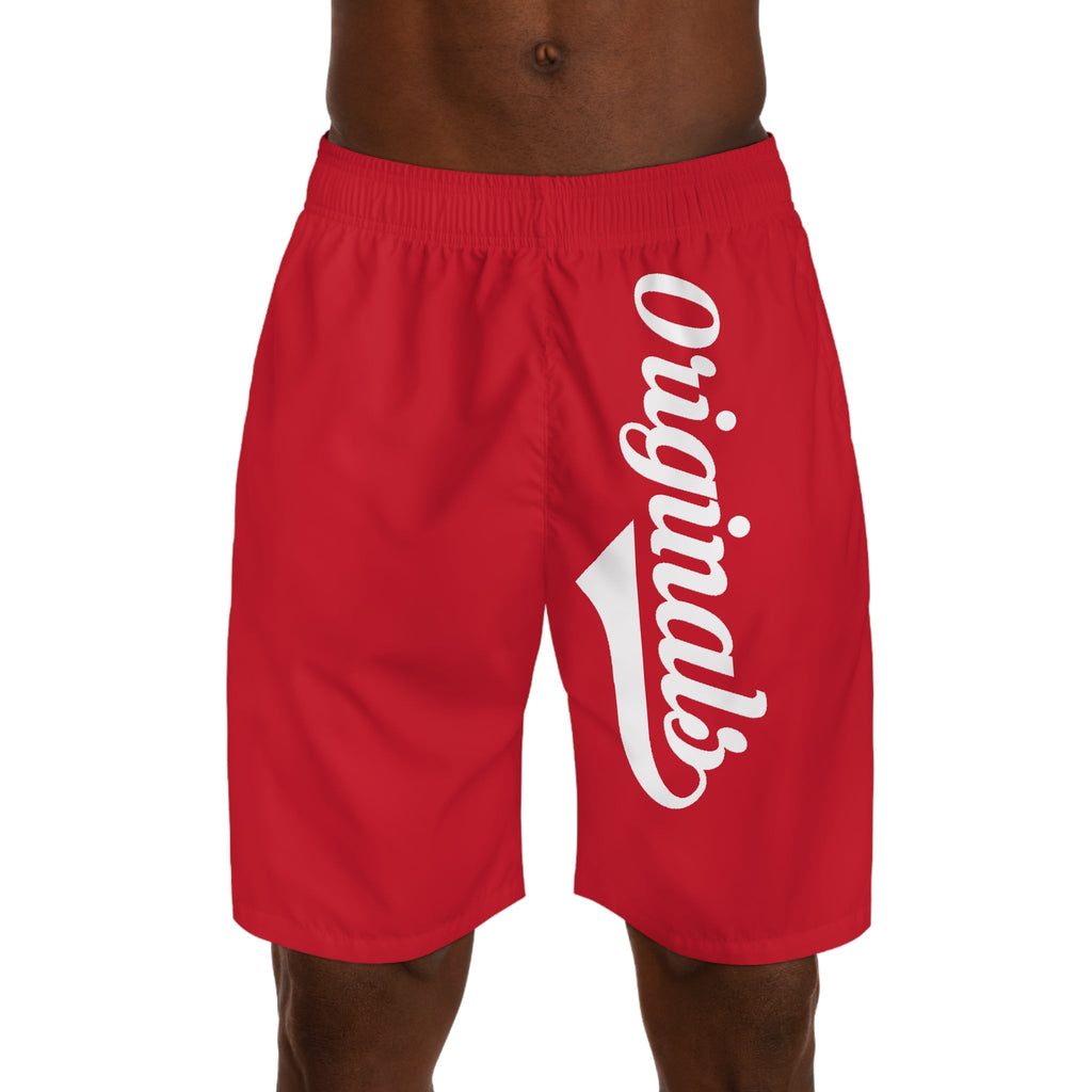 Originals Vertical Script Men's Jogger Shorts — Red Athletic Casual Summer Shorts - 314 Originals