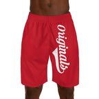 Originals Vertical Script Men's Jogger Shorts — Red Athletic Casual Summer Shorts - 314 Originals