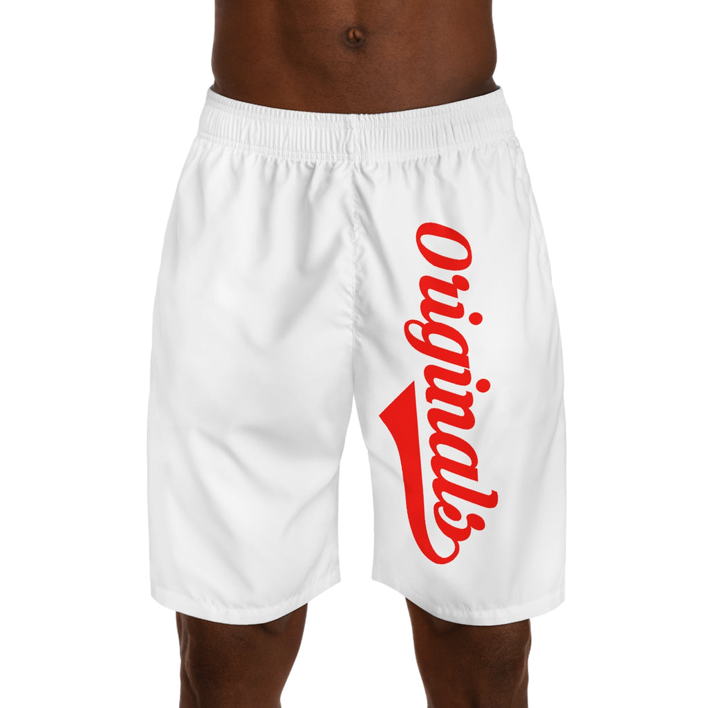 Originals Vertical Script Men's Jogger Shorts — White Athletic Casual Summer Shorts - 314 Originals