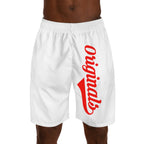 Originals Vertical Script Men's Jogger Shorts — White Athletic Casual Summer Shorts - 314 Originals