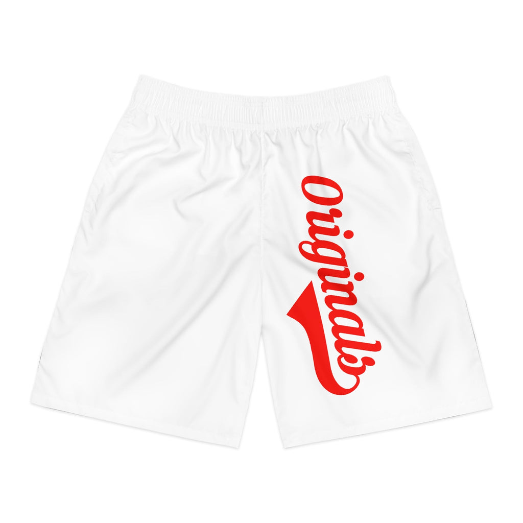 Originals Vertical Script Men's Jogger Shorts — White Athletic Casual Summer Shorts - 314 Originals