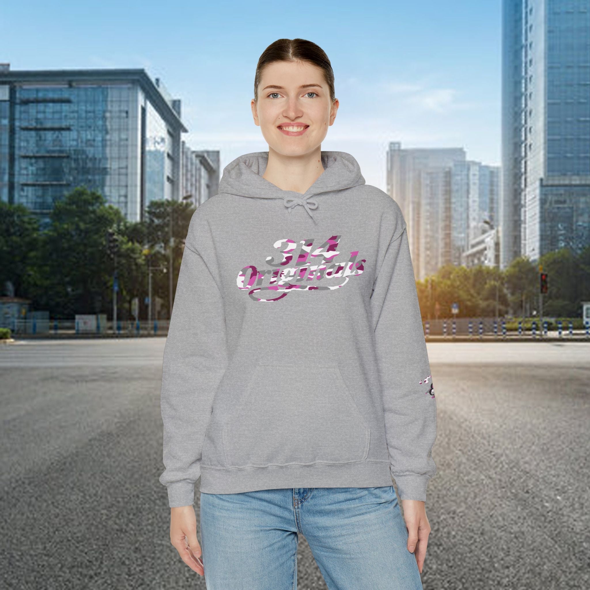 Pink Camo '314' Script Hoodie — City Pride Casual Pullover - 314 Originals