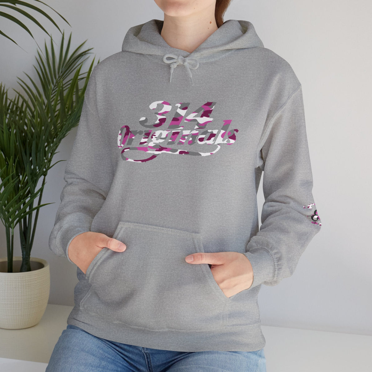 Pink Camo '314' Script Hoodie — City Pride Casual Pullover - 314 Originals