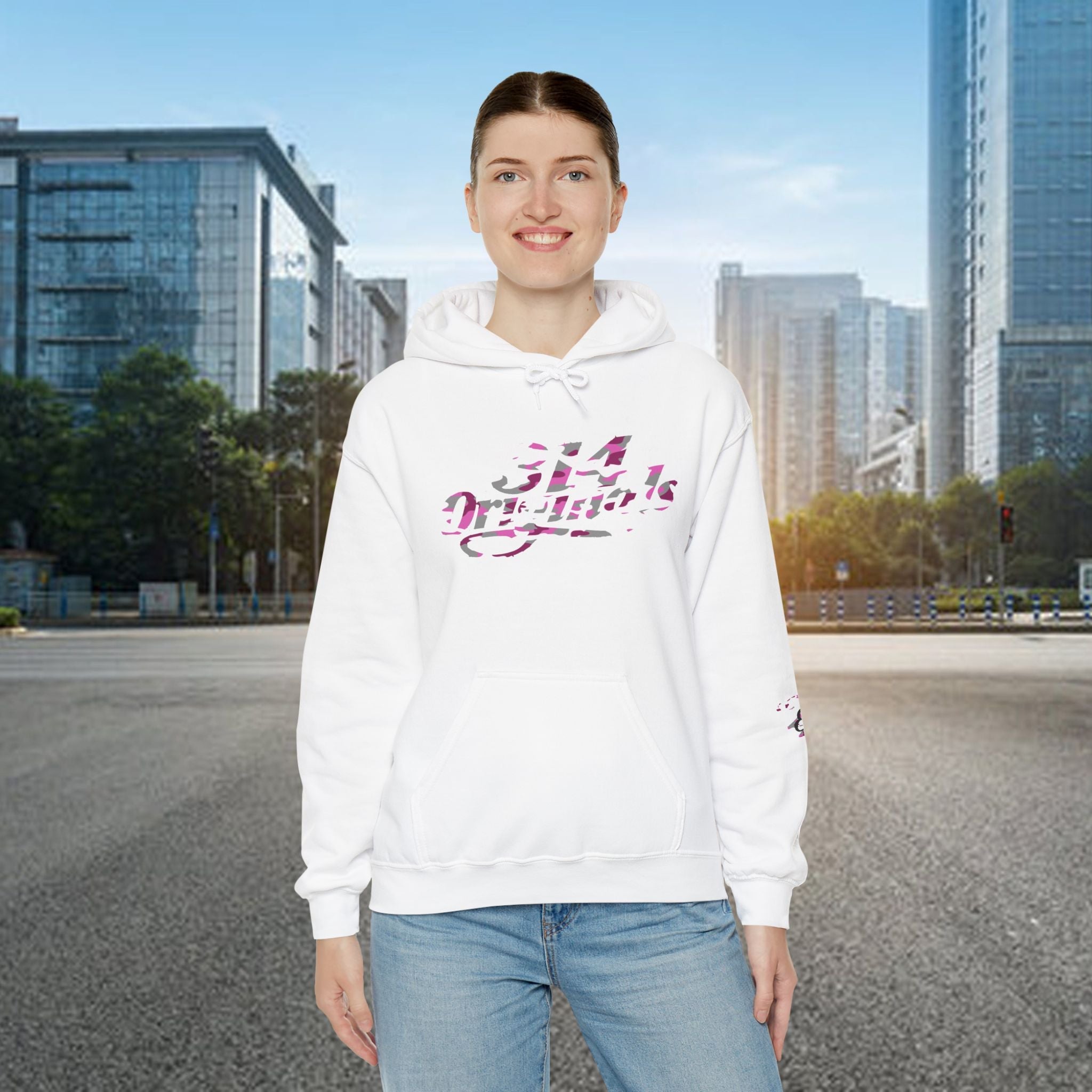 Pink Camo '314' Script Hoodie — City Pride Casual Pullover - 314 Originals