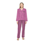 Pink Satin Pajama Set – All-Over Crown Print Women's Sleepwear - 314 Originals