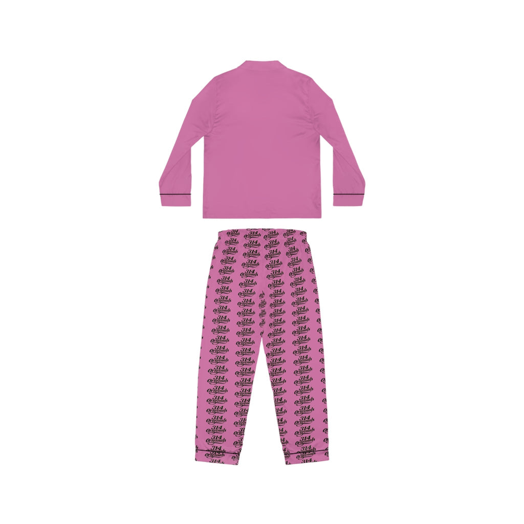 Pink Satin Pajama Set – All-Over Crown Print Women's Sleepwear - 314 Originals