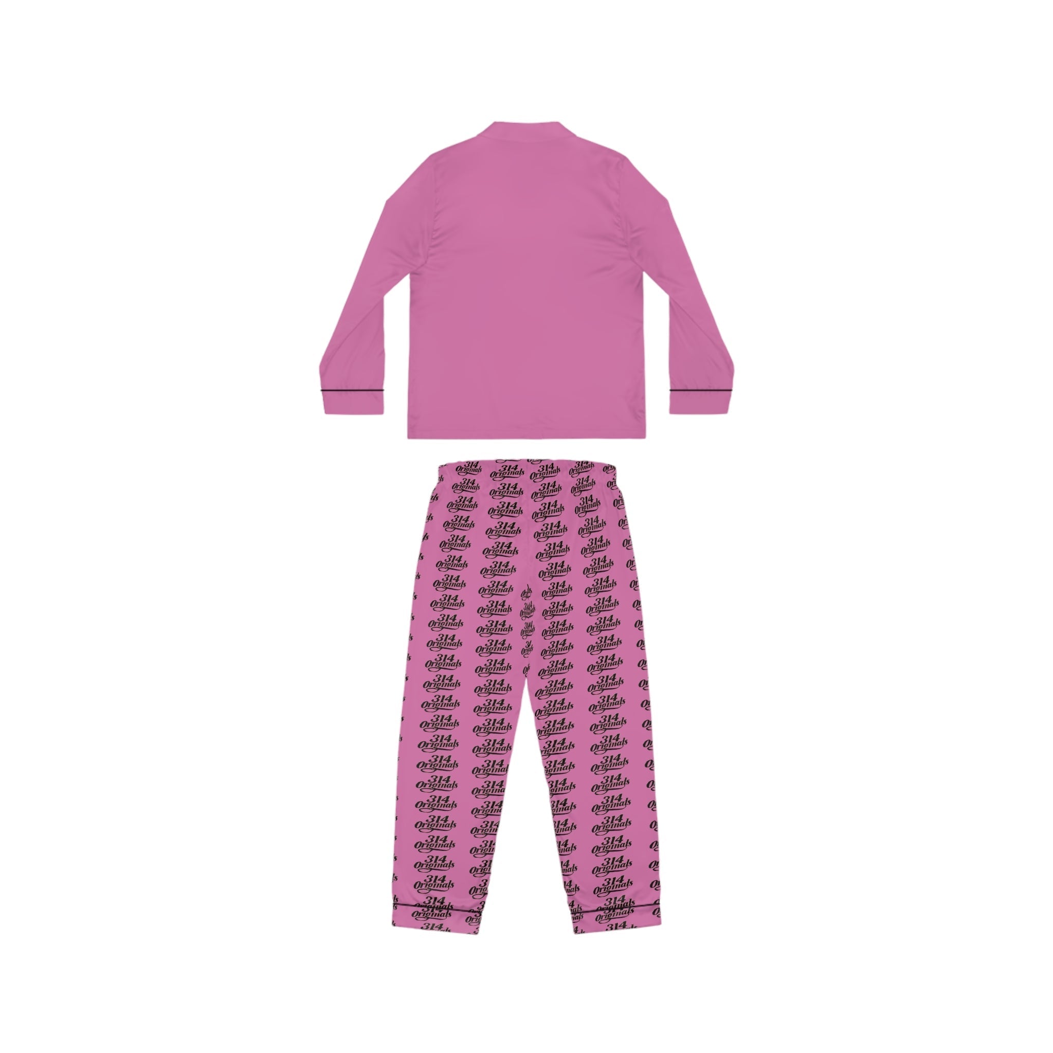 Pink Satin Pajama Set – All-Over Crown Print Women's Sleepwear - 314 Originals