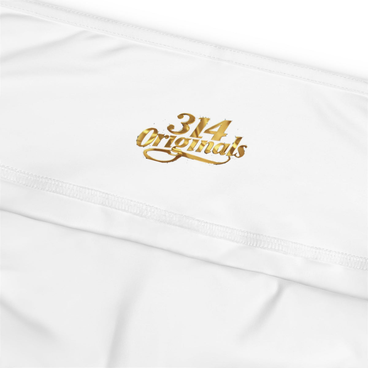 Plus Size Leggings — White High-Waist Leggings with Gold Script '314 Originals' Side Print - 314 Originals