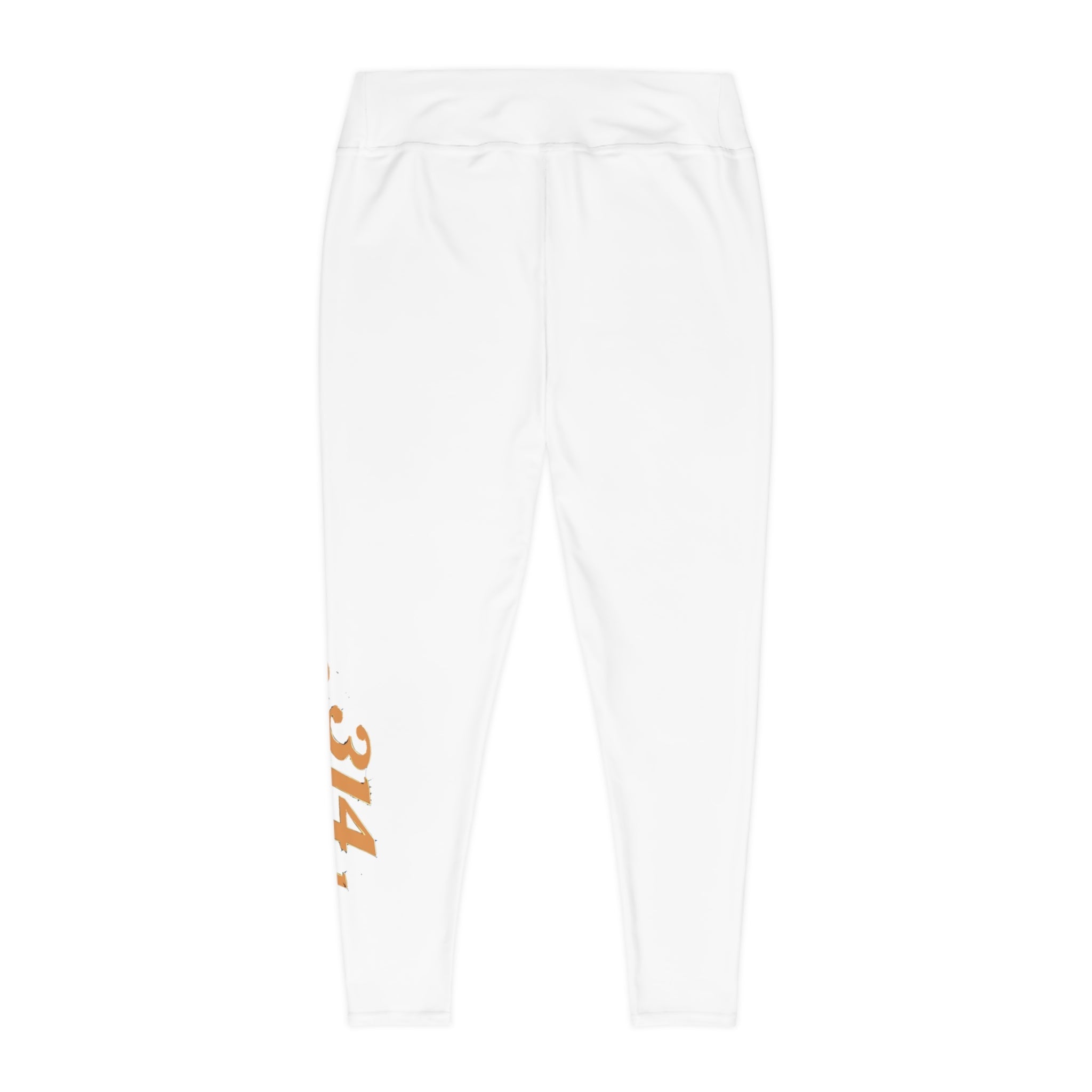 Plus Size Leggings — White High-Waist Leggings with Gold Script '314 Originals' Side Print - 314 Originals