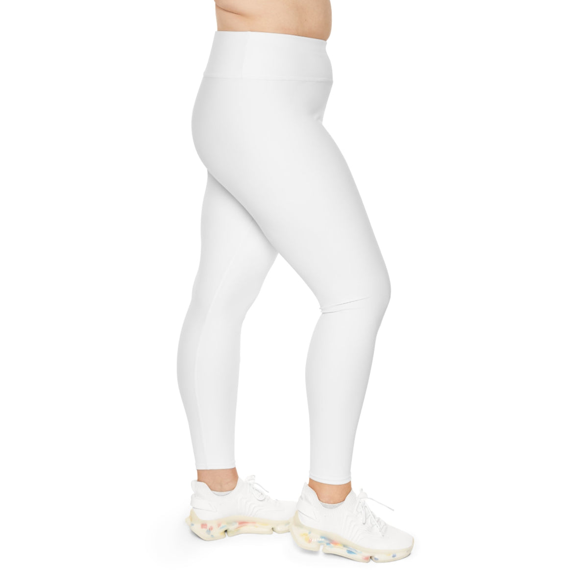 Plus Size Leggings — White High-Waist Leggings with Gold Script '314 Originals' Side Print - 314 Originals