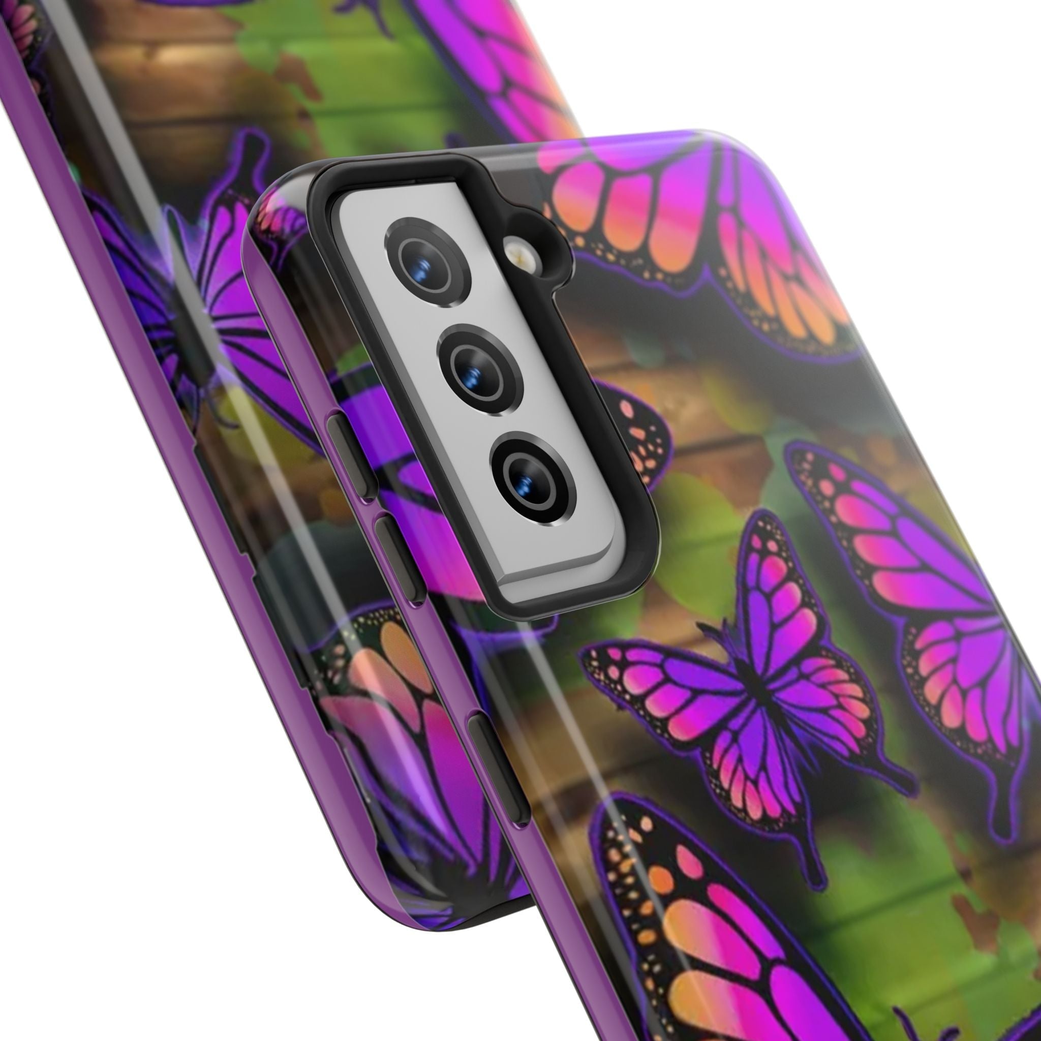 Purple Monarch Butterfly Tough Phone Case — Floral Nature Protective Cover - 314 Originals