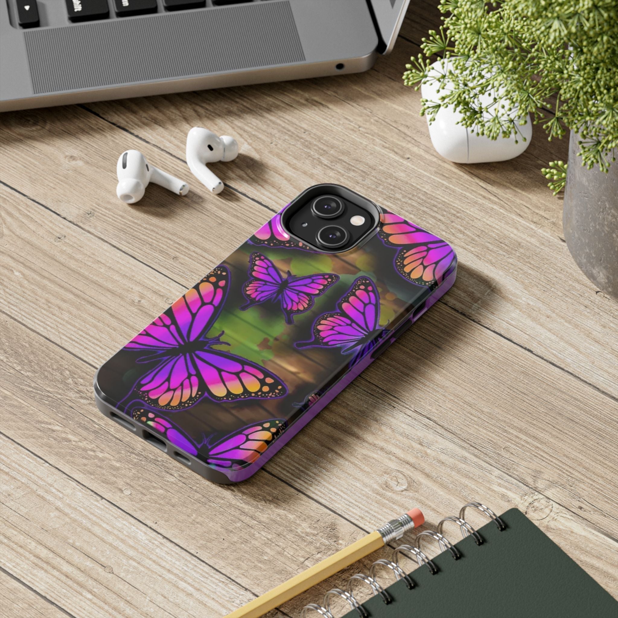 Purple Monarch Butterfly Tough Phone Case — Floral Nature Protective Cover - 314 Originals