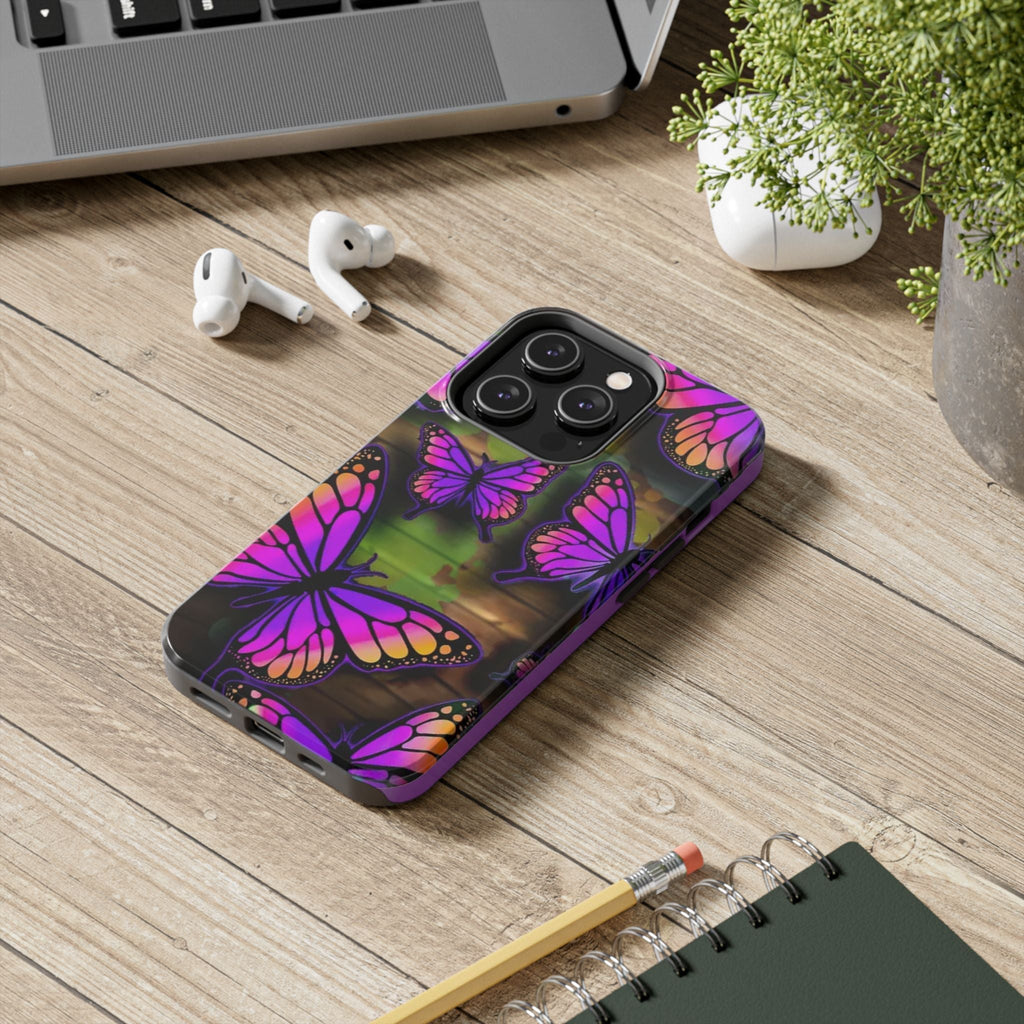 Purple Monarch Butterfly Tough Phone Case — Floral Nature Protective Cover - 314 Originals