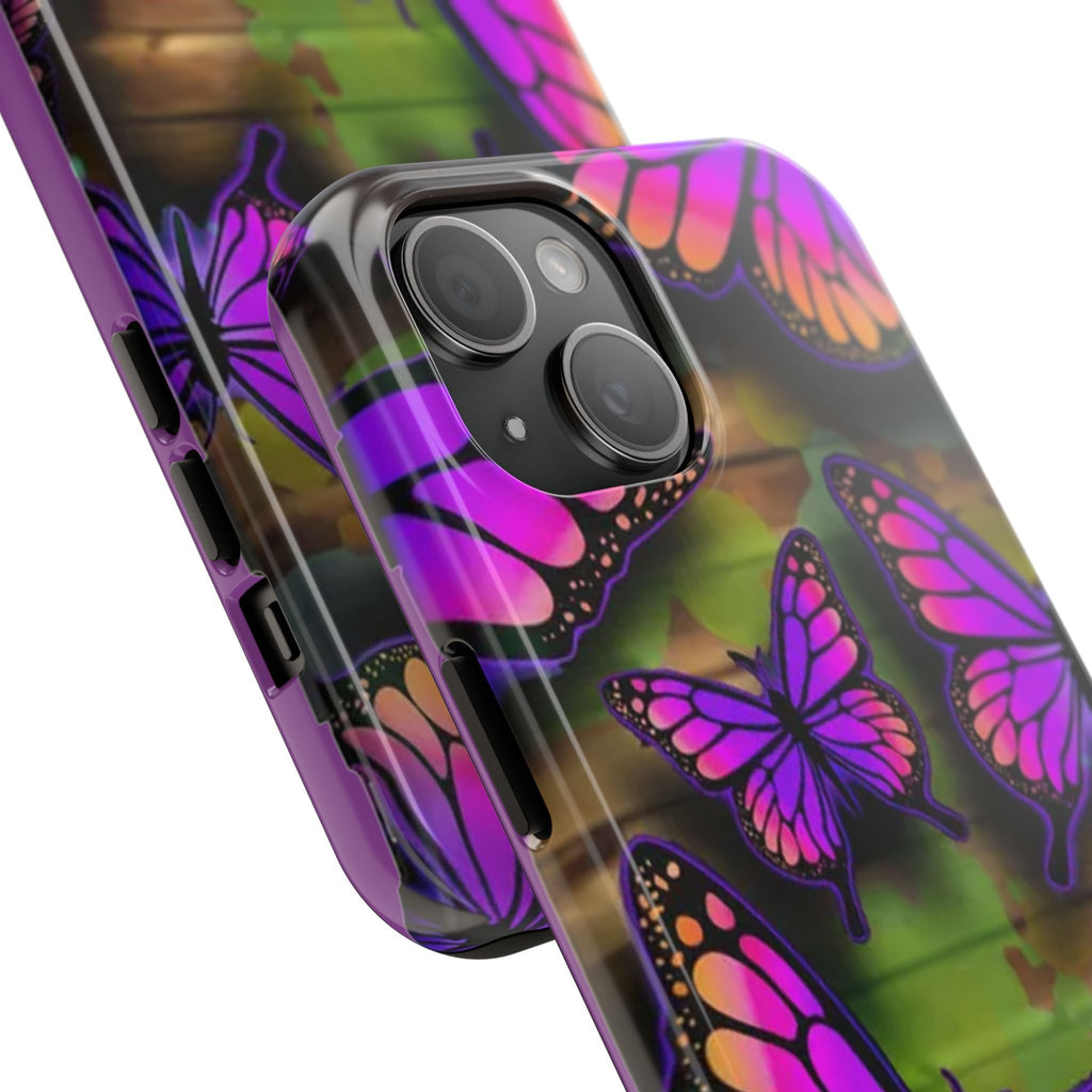 Purple Monarch Butterfly Tough Phone Case — Floral Nature Protective Cover - 314 Originals