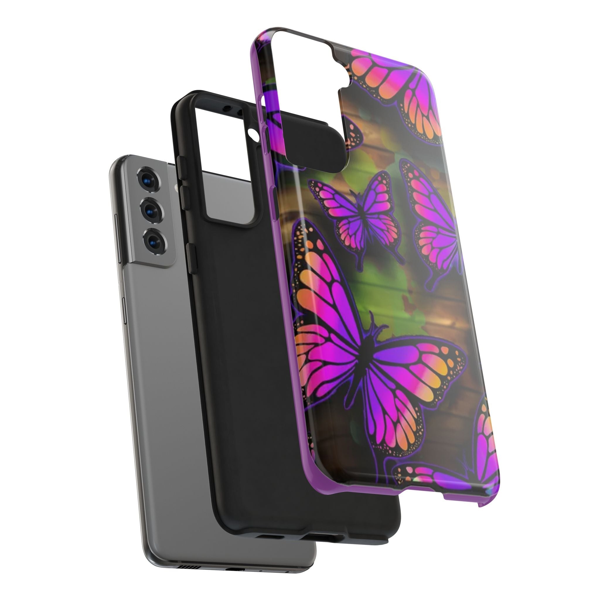 Purple Monarch Butterfly Tough Phone Case — Floral Nature Protective Cover - 314 Originals