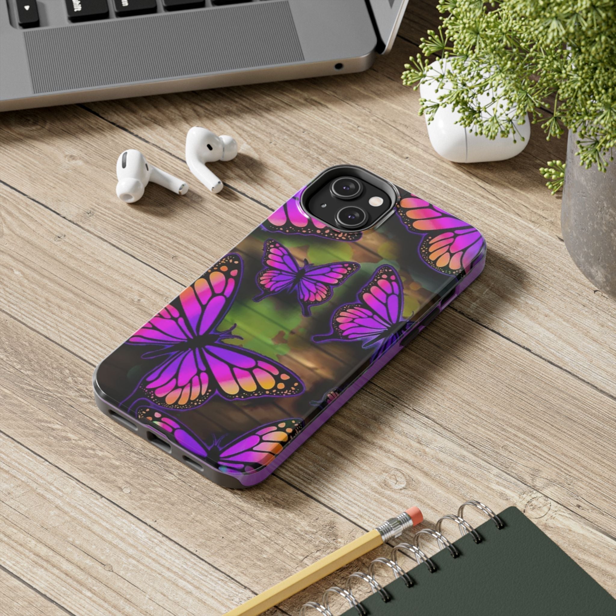 Purple Monarch Butterfly Tough Phone Case — Floral Nature Protective Cover - 314 Originals