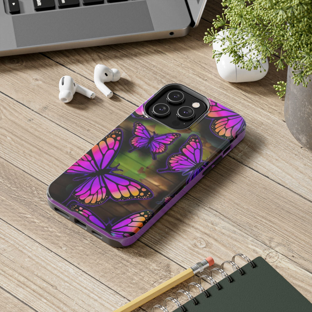 Purple Monarch Butterfly Tough Phone Case — Floral Nature Protective Cover - 314 Originals