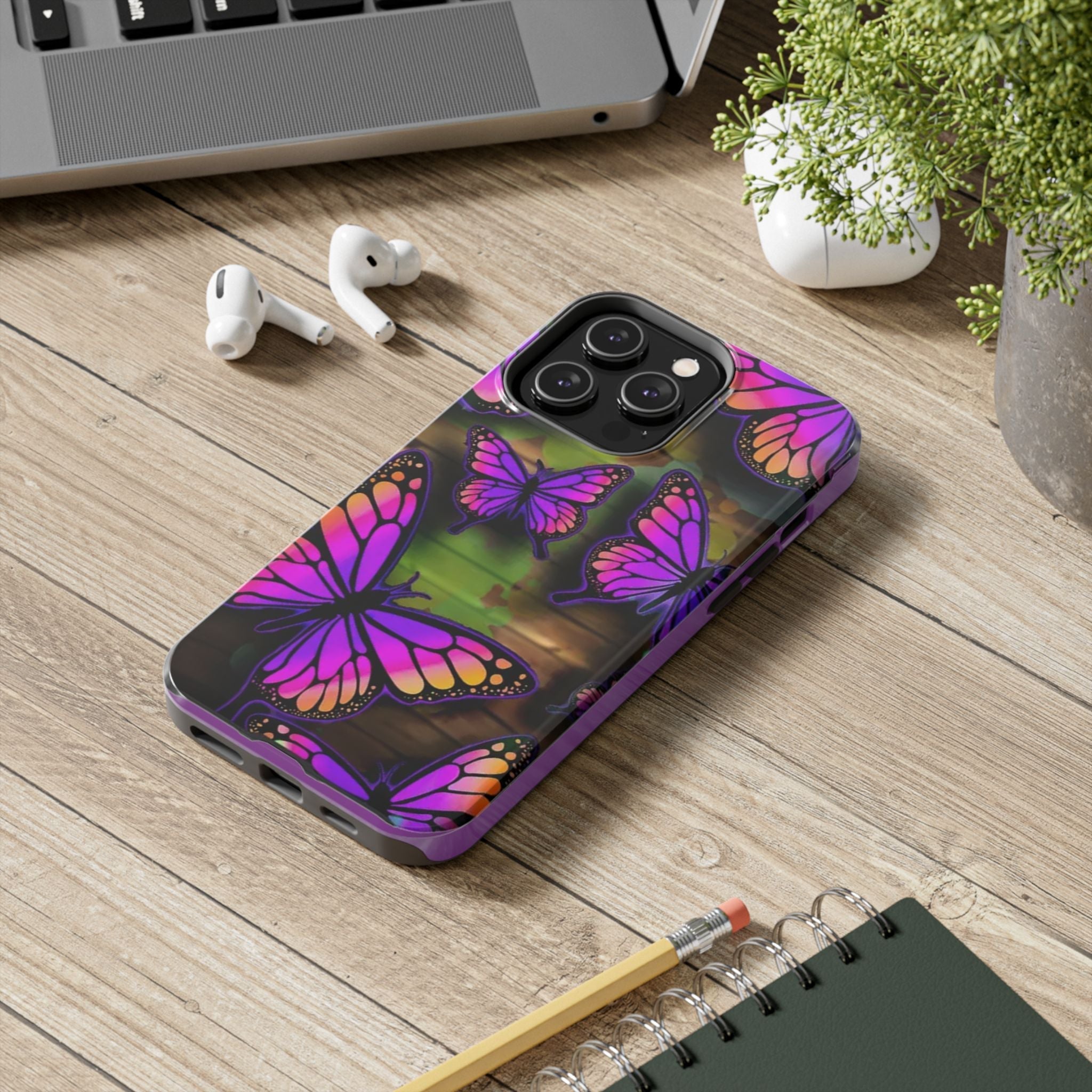 Purple Monarch Butterfly Tough Phone Case — Floral Nature Protective Cover - 314 Originals