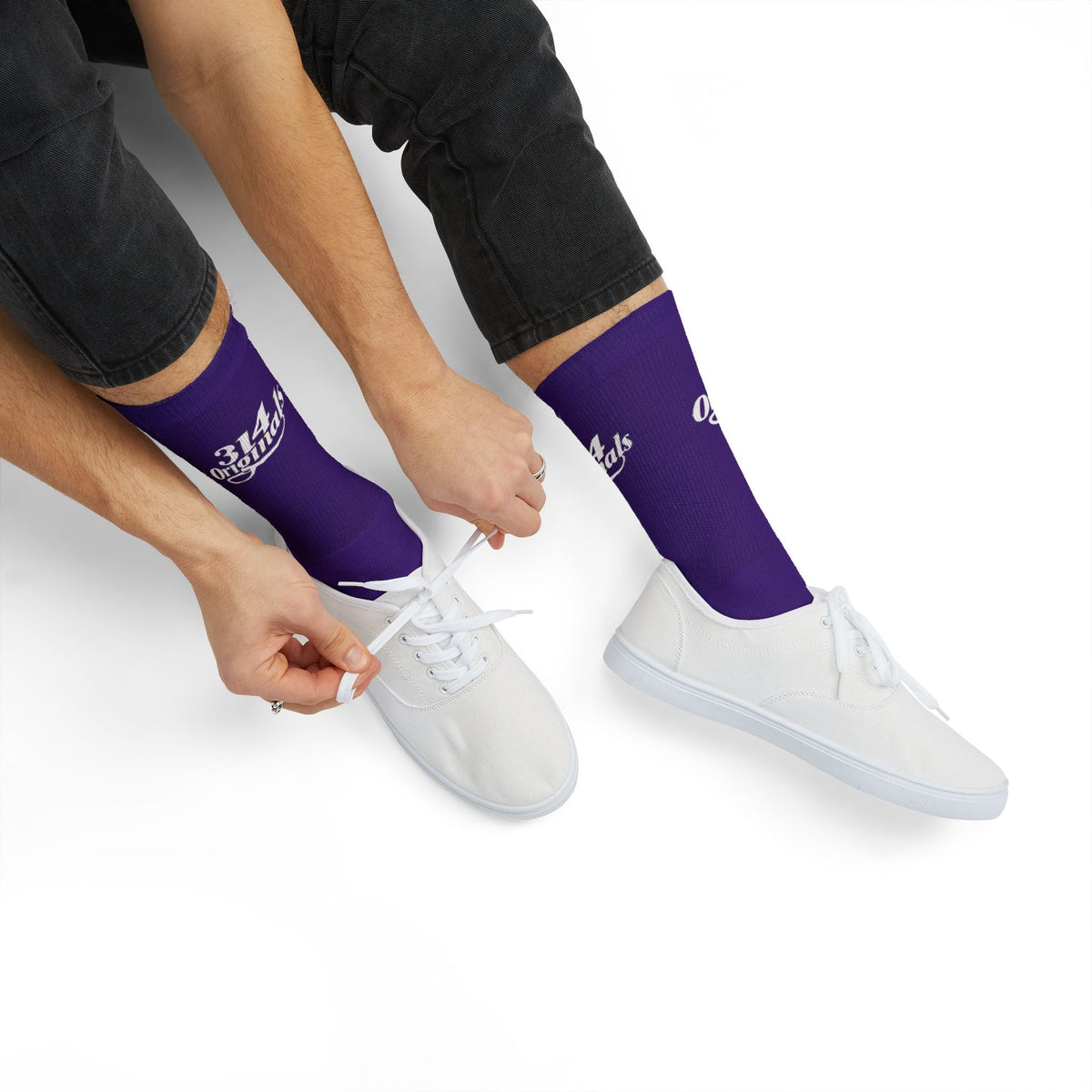 Purple Sublimation Socks with '314 Originals' Script — Athletic Crew Socks - 314 Originals