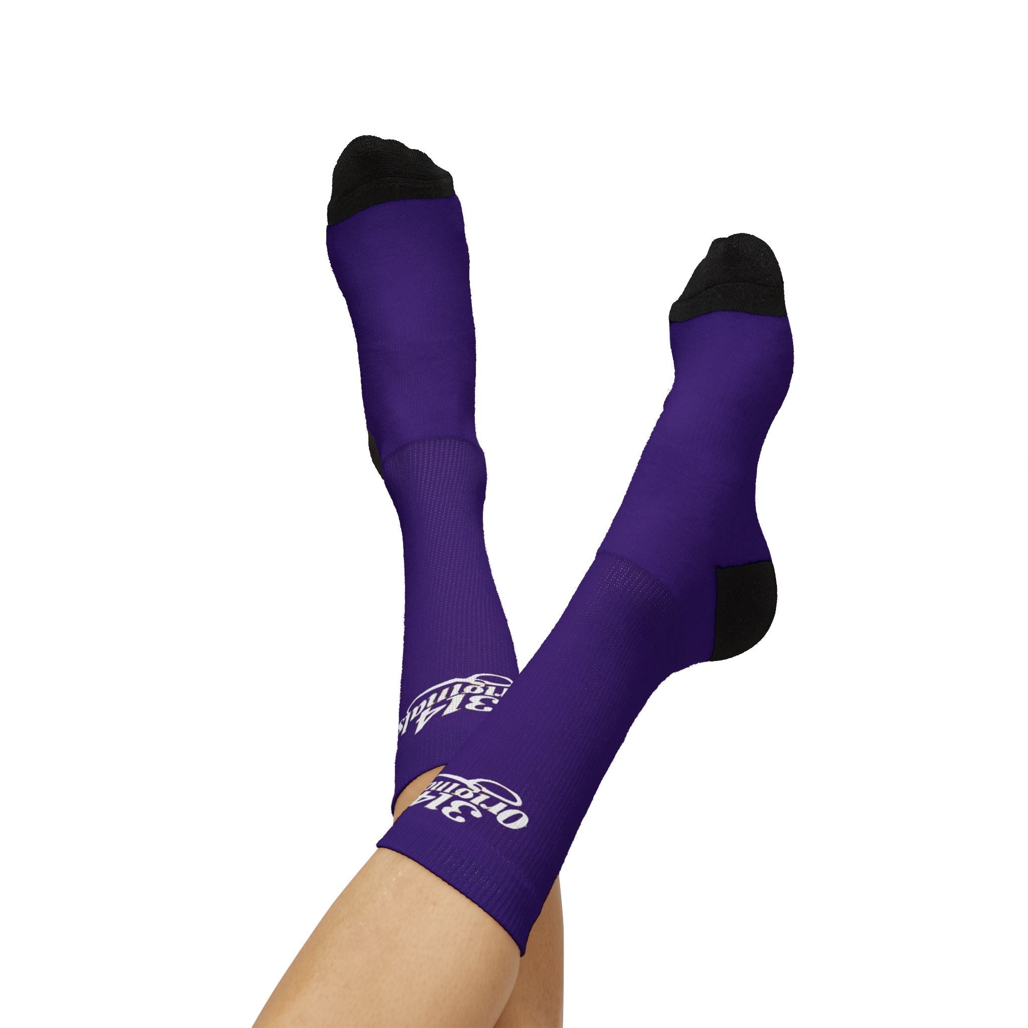 Purple Sublimation Socks with '314 Originals' Script — Athletic Crew Socks - 314 Originals
