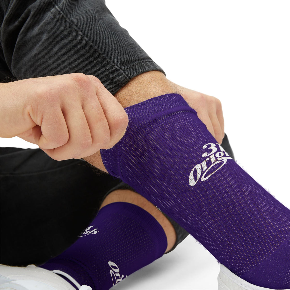 Purple Sublimation Socks with '314 Originals' Script — Athletic Crew Socks - 314 Originals