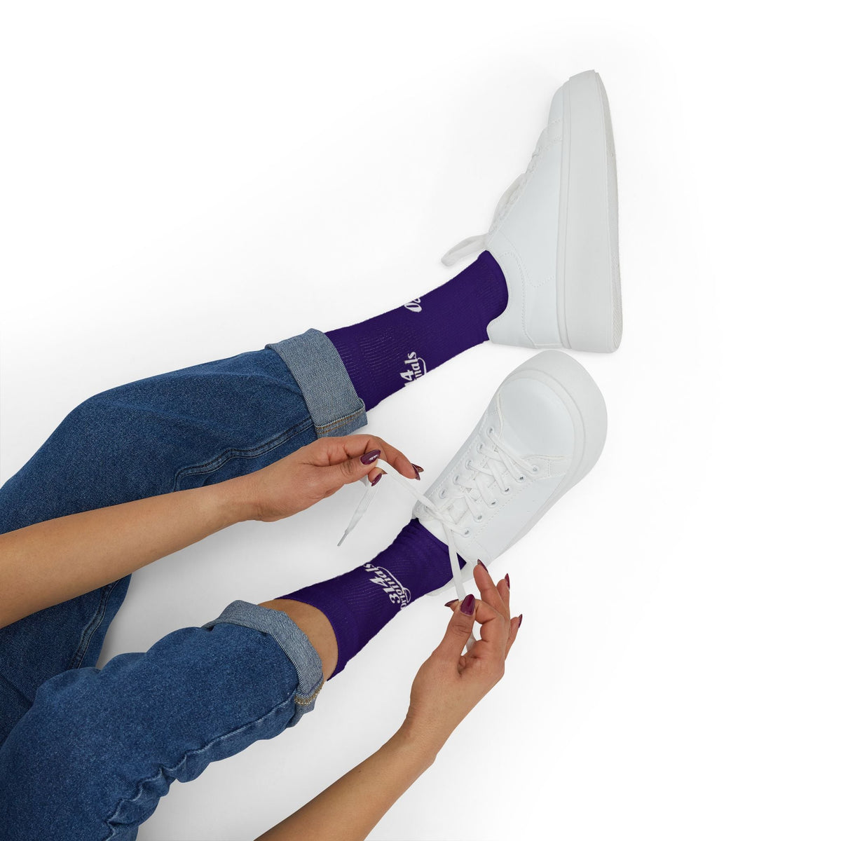 Purple Sublimation Socks with '314 Originals' Script — Athletic Crew Socks - 314 Originals