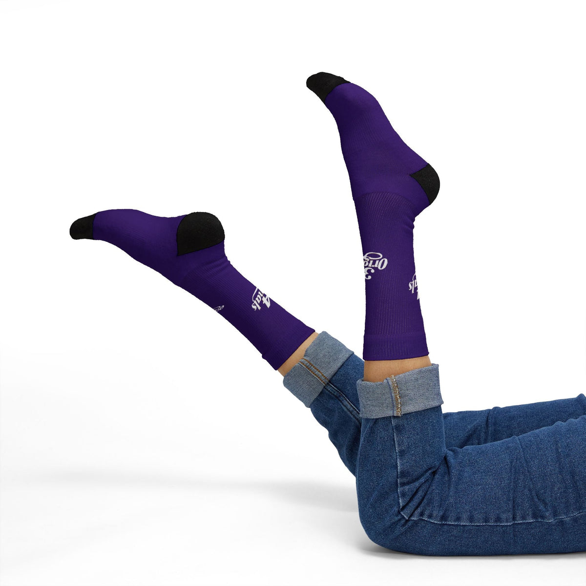 Purple Sublimation Socks with '314 Originals' Script — Athletic Crew Socks - 314 Originals