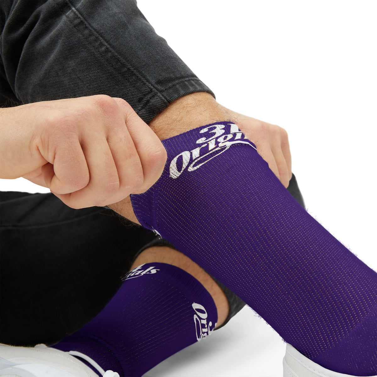 Purple Sublimation Socks with '314 Originals' Script — Athletic Crew Socks - 314 Originals