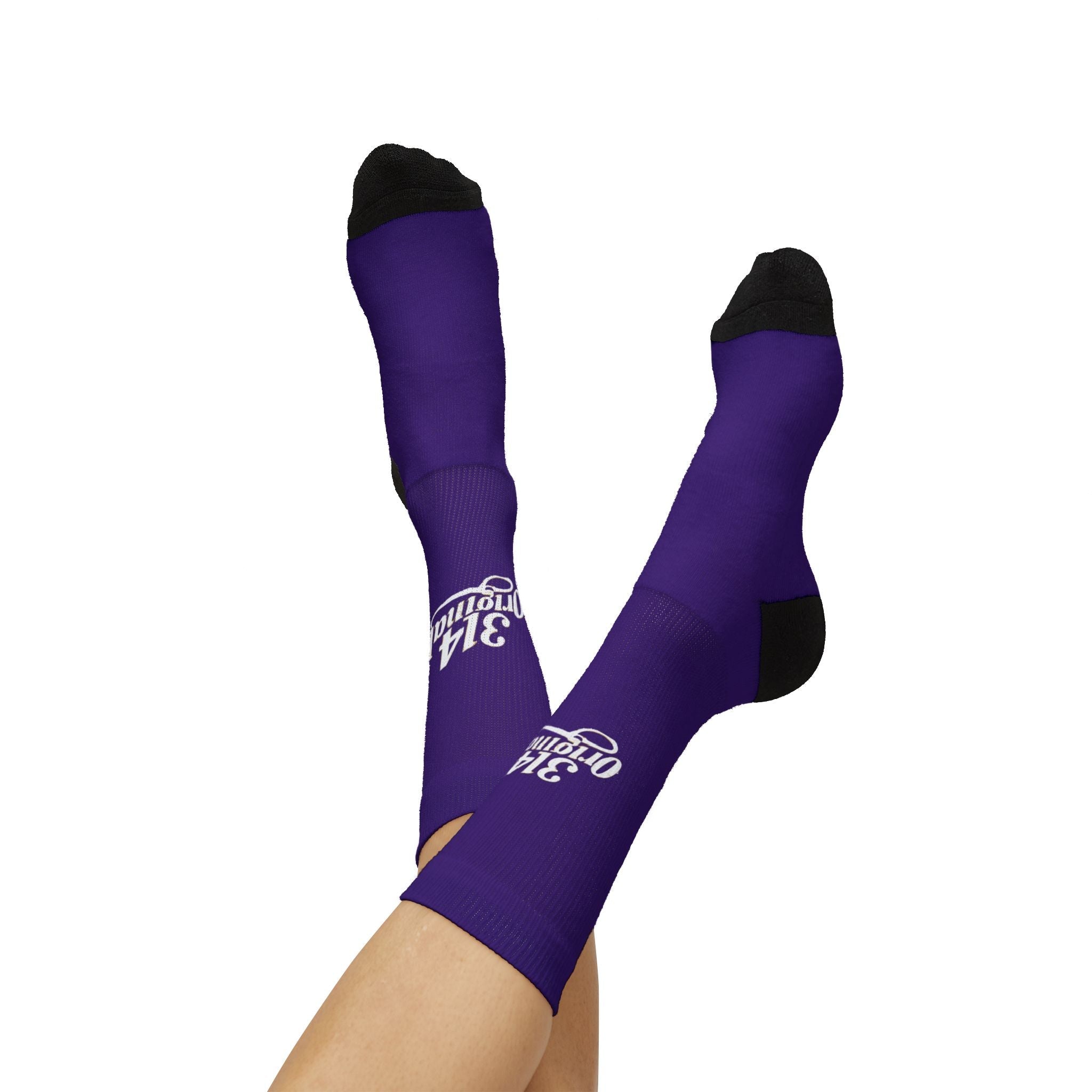 Purple Sublimation Socks with '314 Originals' Script — Athletic Crew Socks - 314 Originals