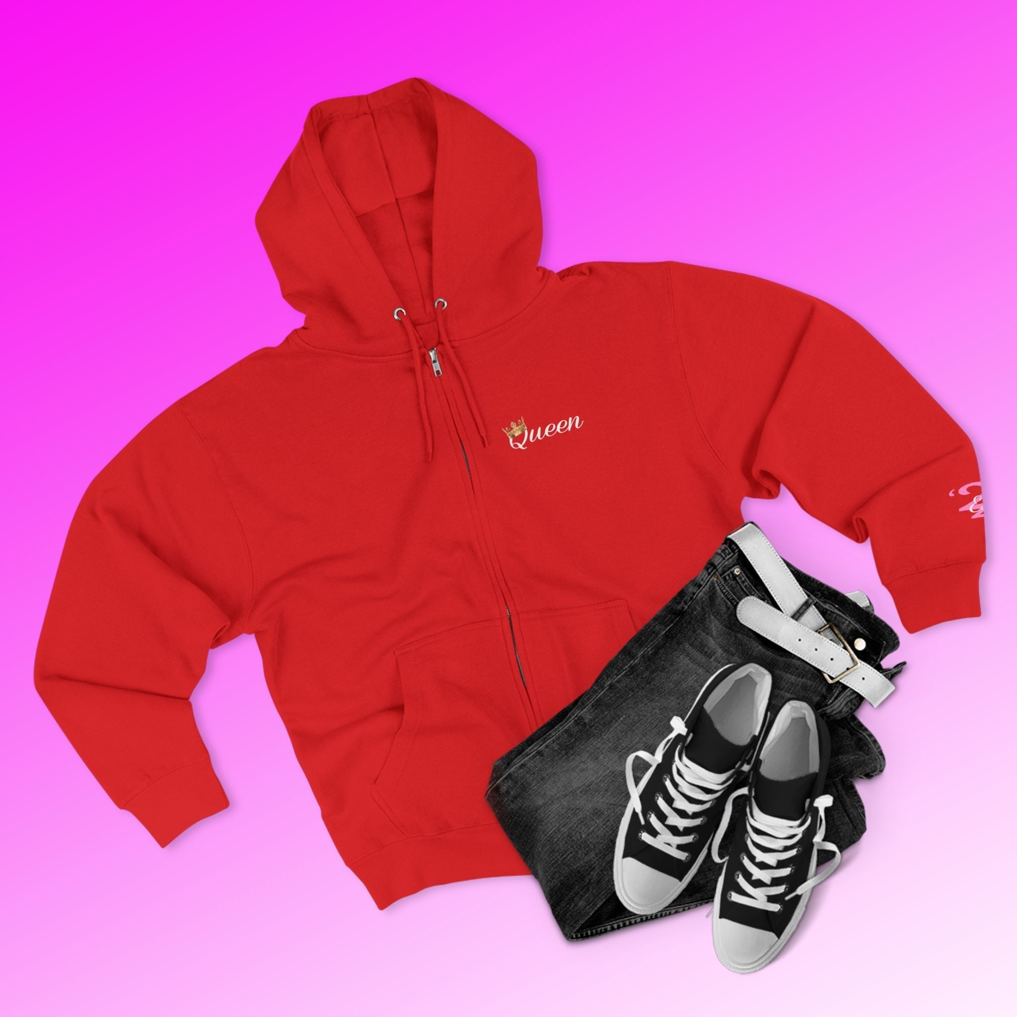 'Queen' Chest Logo Zip Hoodie — Women's Urban Streetwear - 314 Originals