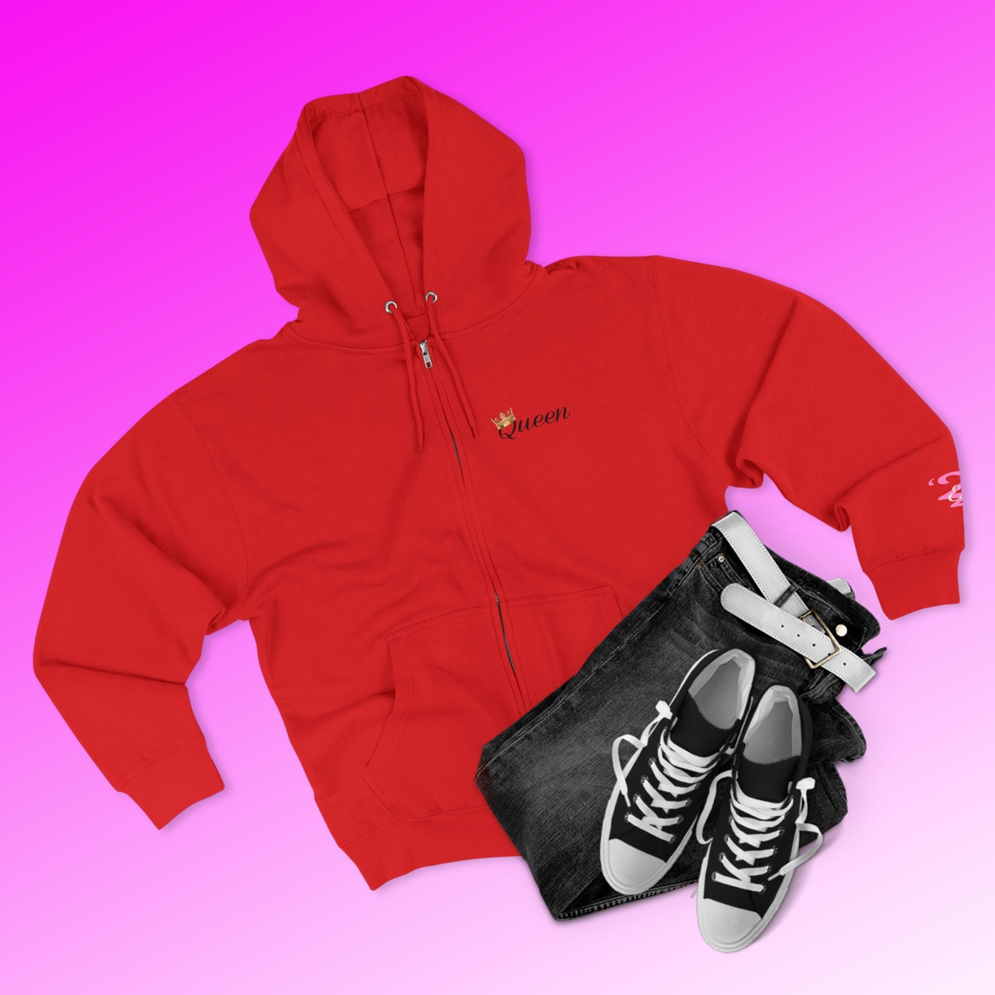 'Queen' Chest Logo Zip Hoodie — Women's Urban Streetwear - 314 Originals