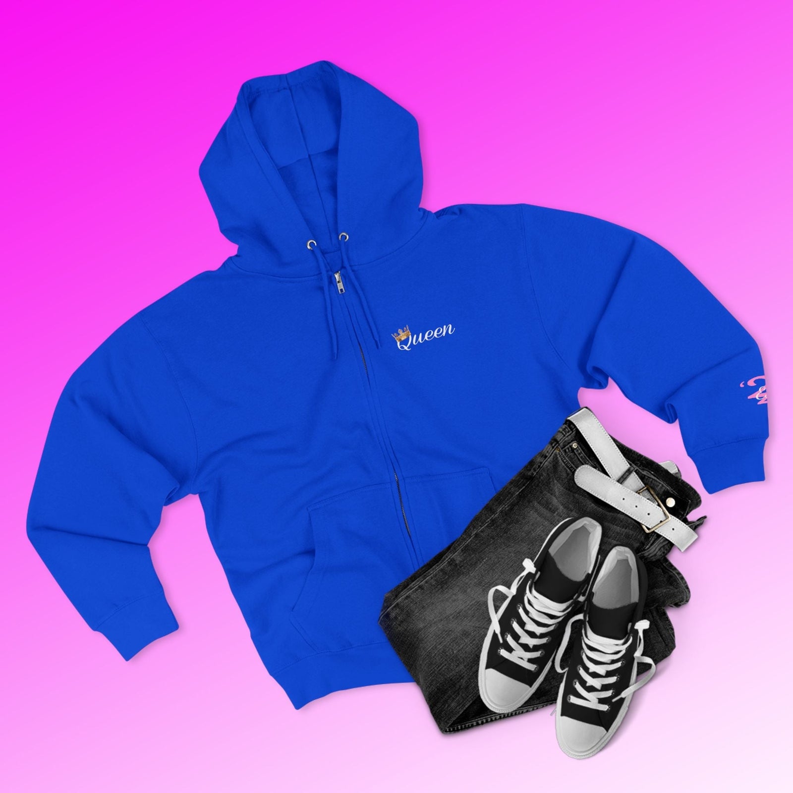 'Queen' Chest Logo Zip Hoodie — Women's Urban Streetwear - 314 Originals
