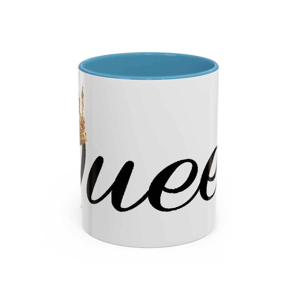 Queen Coffee Mug — Pink Accent Ceramic Mug with Script 'Queen' Design (11/15 oz) - 314 Originals