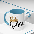 Queen Coffee Mug — Pink Accent Ceramic Mug with Script 'Queen' Design (11/15 oz) - 314 Originals