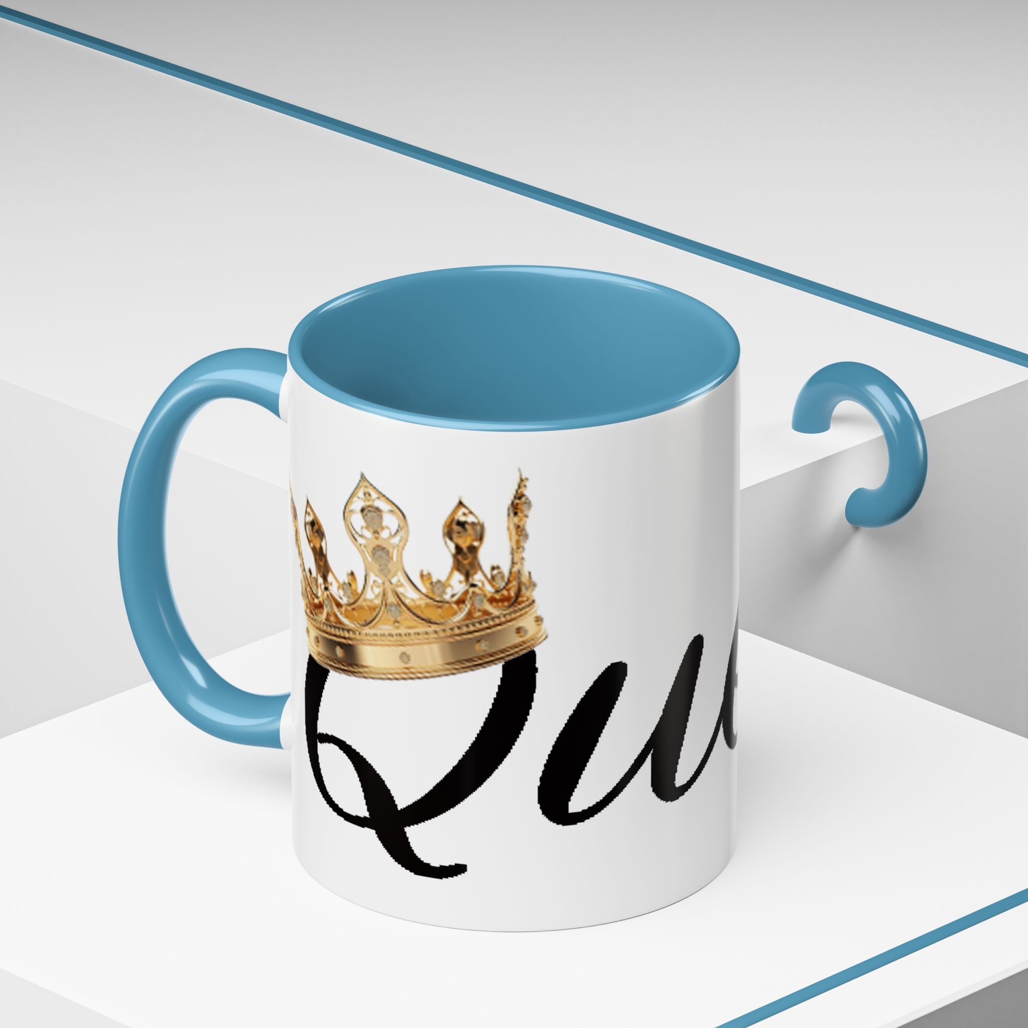 Queen Coffee Mug — Pink Accent Ceramic Mug with Script 'Queen' Design (11/15 oz) - 314 Originals