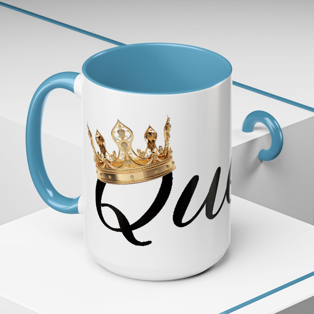 Queen Coffee Mug — Pink Accent Ceramic Mug with Script 'Queen' Design (11/15 oz) - 314 Originals