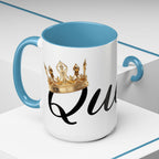 Queen Coffee Mug — Pink Accent Ceramic Mug with Script 'Queen' Design (11/15 oz) - 314 Originals