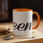 Queen Coffee Mug — Pink Accent Ceramic Mug with Script 'Queen' Design (11/15 oz) - 314 Originals