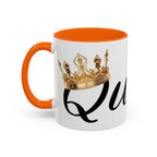 Queen Coffee Mug — Pink Accent Ceramic Mug with Script 'Queen' Design (11/15 oz) - 314 Originals