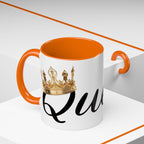 Queen Coffee Mug — Pink Accent Ceramic Mug with Script 'Queen' Design (11/15 oz) - 314 Originals