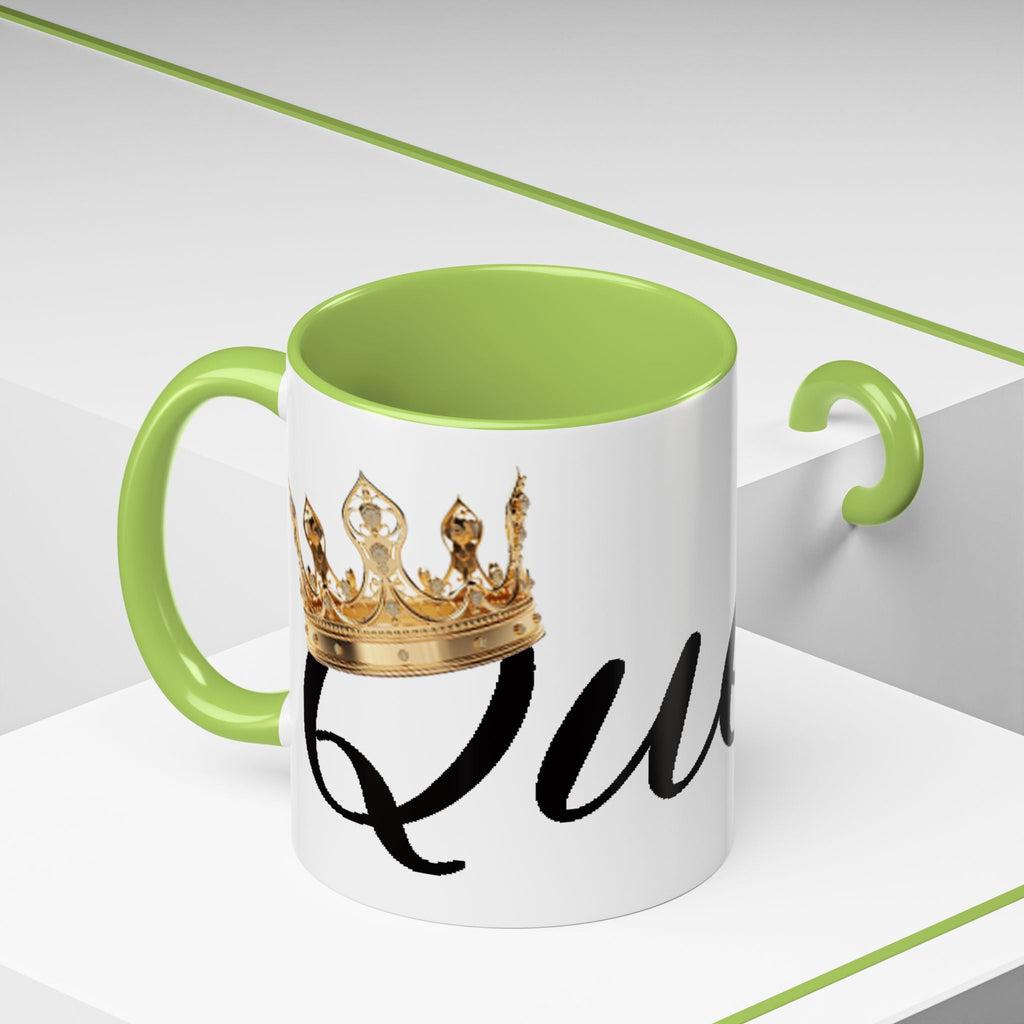 Queen Coffee Mug — Pink Accent Ceramic Mug with Script 'Queen' Design (11/15 oz) - 314 Originals
