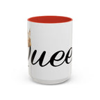 Queen Coffee Mug — Pink Accent Ceramic Mug with Script 'Queen' Design (11/15 oz) - 314 Originals