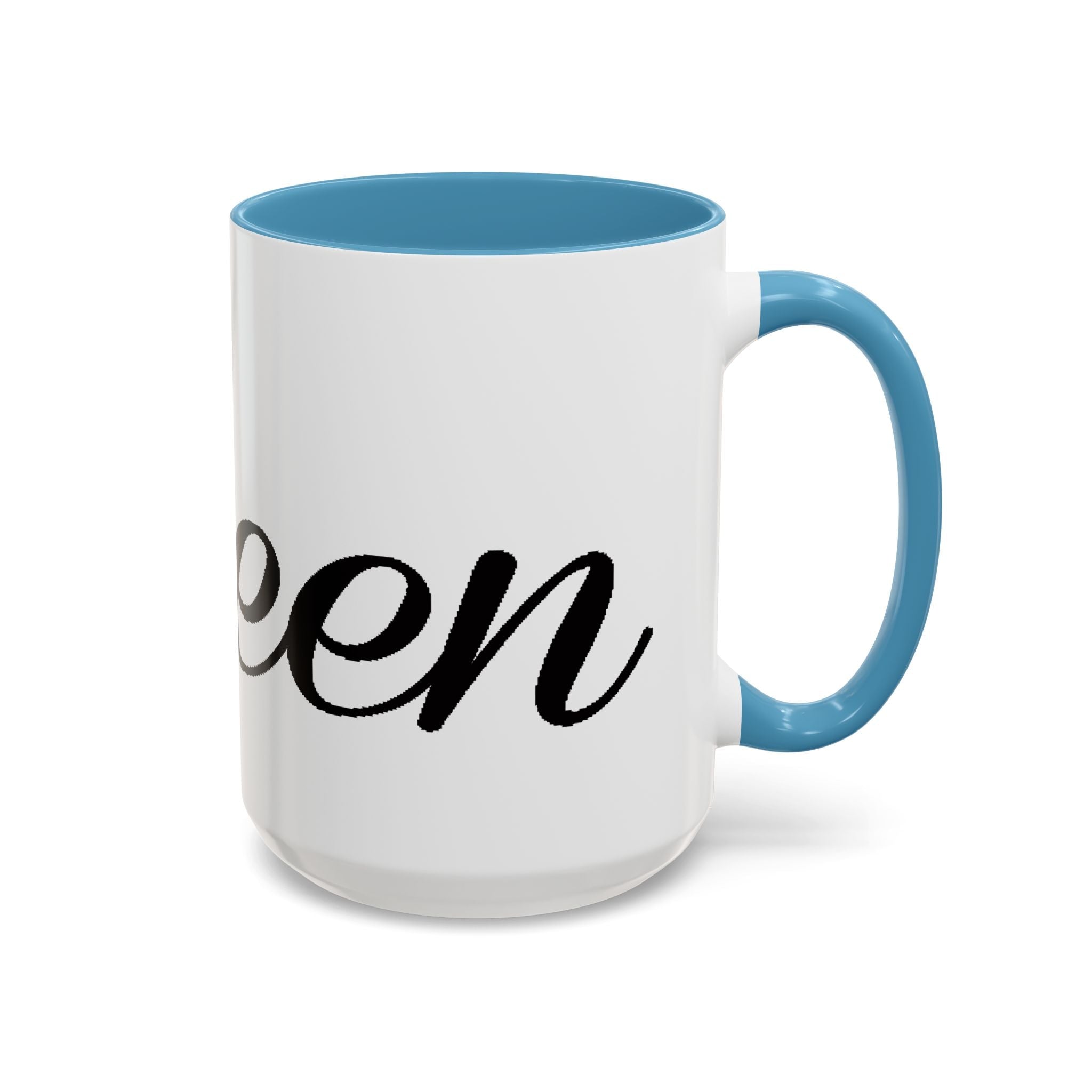 Queen Coffee Mug — Pink Accent Ceramic Mug with Script 'Queen' Design (11/15 oz) - 314 Originals