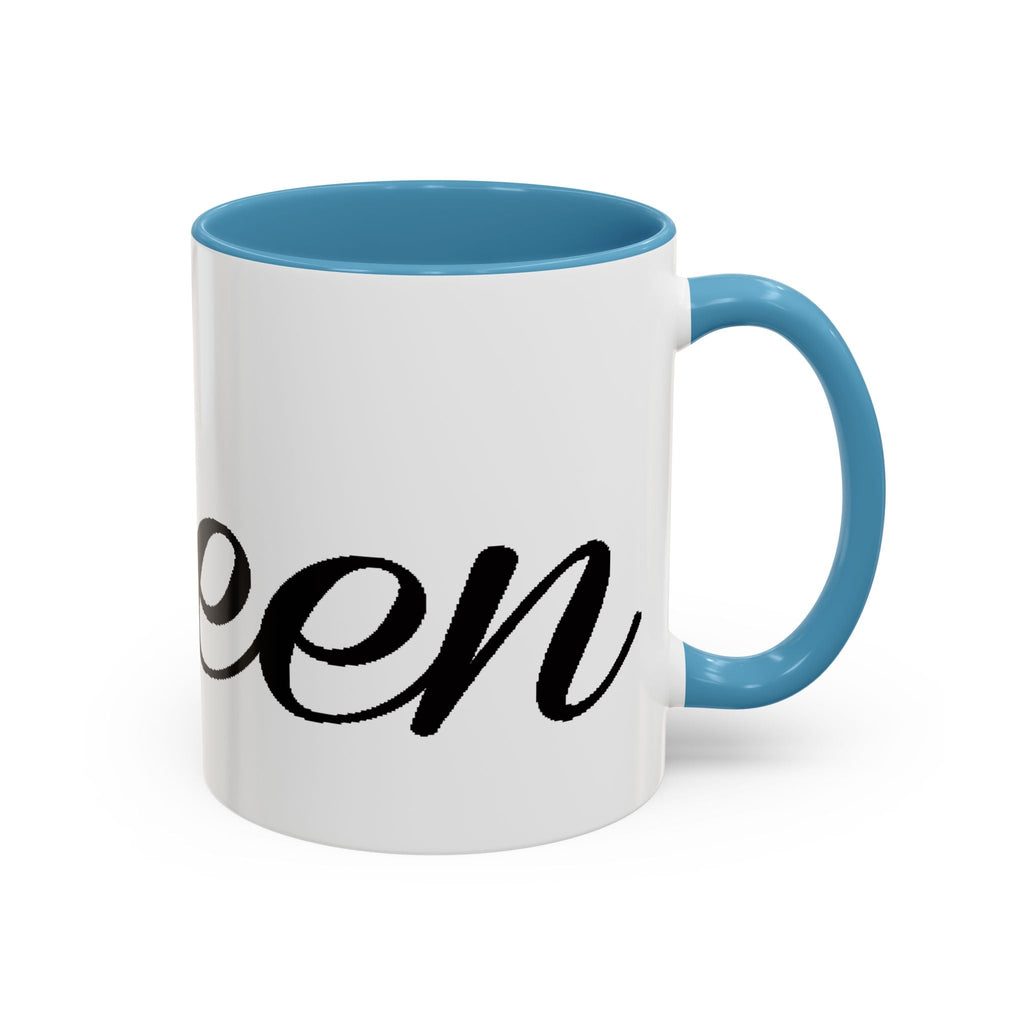 Queen Coffee Mug — Pink Accent Ceramic Mug with Script 'Queen' Design (11/15 oz) - 314 Originals