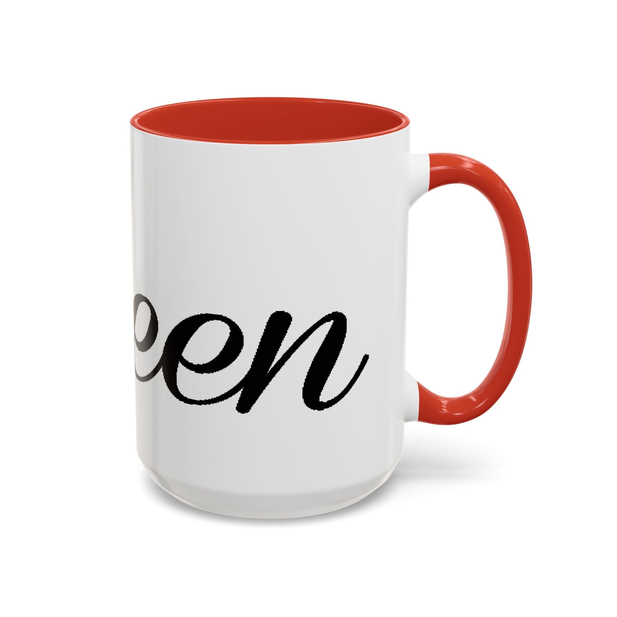 Queen Coffee Mug — Pink Accent Ceramic Mug with Script 'Queen' Design (11/15 oz) - 314 Originals